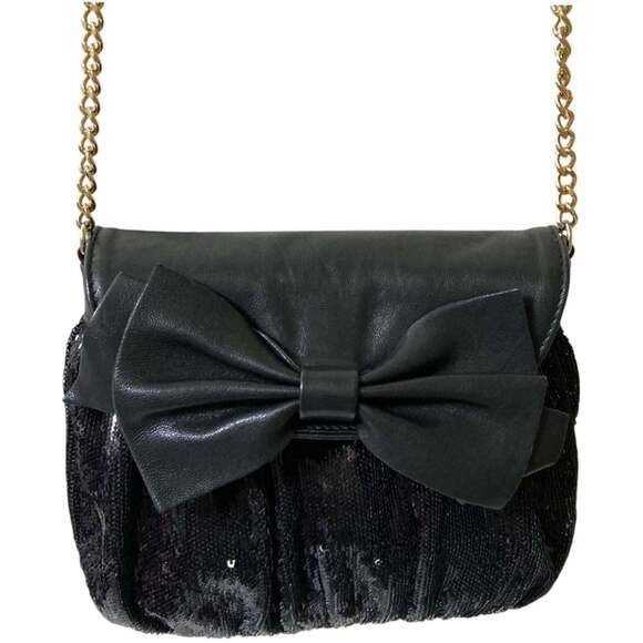 OTHERS Handbags - REDValentino RED VALENTINO Ribbon Sequin Shoulder Bag, Party Black, Women's